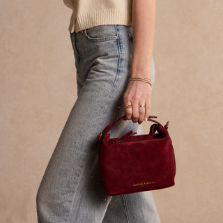 Brigitte Suede Mini Bag in Sangria - Nickel & Suede