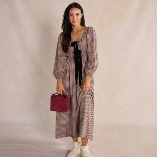 Brigitte Suede Mini Bag in Sangria - Nickel & Suede