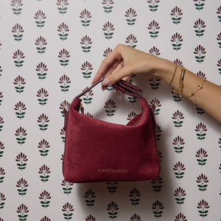 Brigitte Suede Mini Bag in Sangria - Nickel & Suede