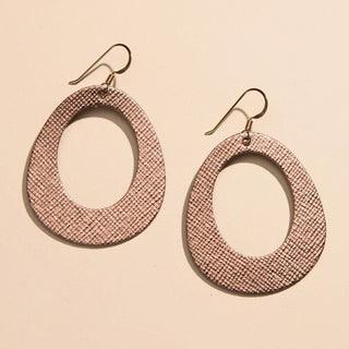 Bronze Leaf Willow Leather Hoop Earrings - Nickel & Suede