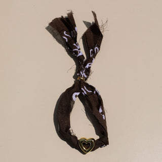 Brown Bandana Bolo Bracelet - Nickel & Suede