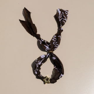 Brown Bandana Bolo Bracelet - Nickel & Suede