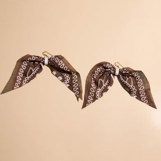 Brown Bandana Earrings - Nickel & Suede