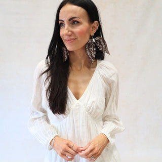 Brown Bandana Earrings - Nickel & Suede