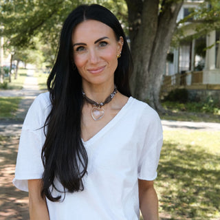 Brown Bandana Necklace - Nickel & Suede