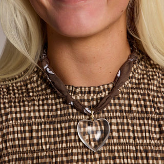 Brown Bandana Necklace - Nickel & Suede