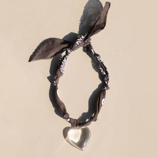 Brown Bandana Necklace - Nickel & Suede