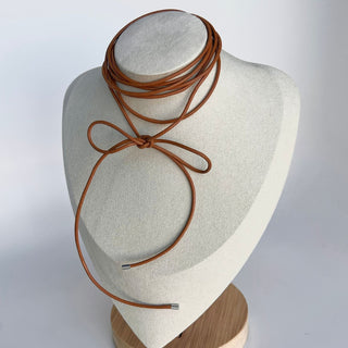 Brown Casanova Cord Necklace - Nickel & Suede