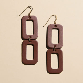 Brown Morgan Geometric Drop Earrings - Nickel & Suede
