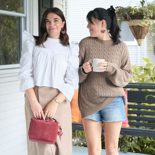 Brown Studded Harlow - Nickel & Suede