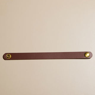 Brown Thin Leather Cuff Bracelet - Nickel & Suede
