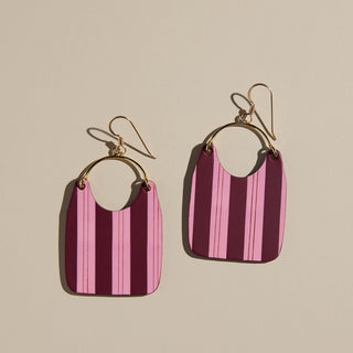 Burgundy Candy Stripe Charlies - Nickel & Suede