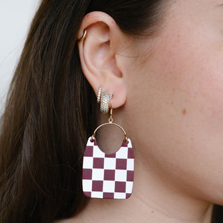 Burgundy Checkmate Charlies - Nickel & Suede