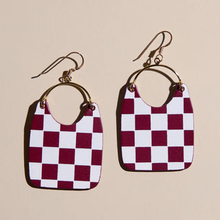 Burgundy Checkmate Charlies - Nickel & Suede