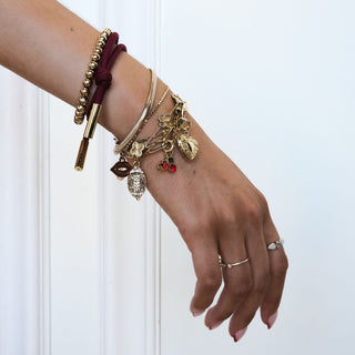 Burgundy Cord Bracelet - Nickel & Suede