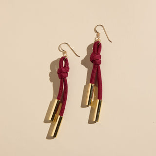 Burgundy Denver Cord Earring - Nickel & Suede