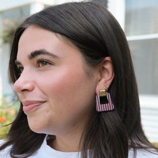 Burgundy Pinstripe Avery - Nickel & Suede