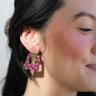 Burgundy Polka Dot Avery - Nickel & Suede