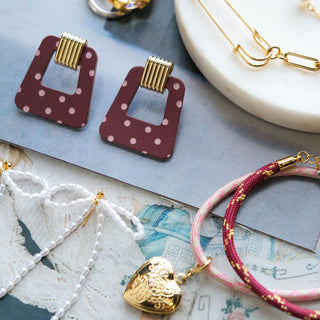 Burgundy Polka Dot Avery - Nickel & Suede