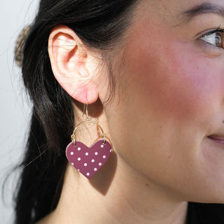 Burgundy Polka Dot Lover - Nickel & Suede