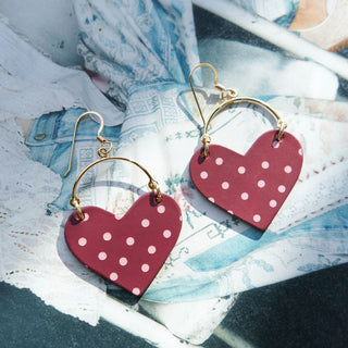 Burgundy Polka Dot Lover - Nickel & Suede