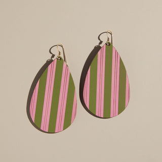 Cactus Candy Stripe Teardrops - Nickel & Suede