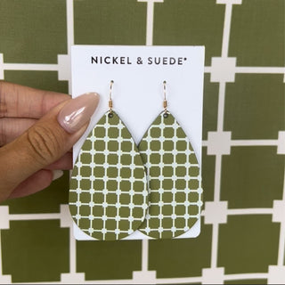 Cactus Quilted Teardrops - Nickel & Suede