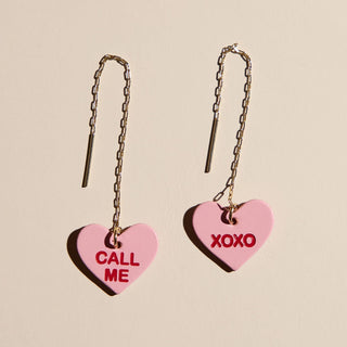 Cameo Conversation Heart Threaders - Nickel & Suede