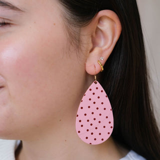 Cameo Polka Dot Teardrops - Nickel & Suede