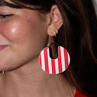 Candy Cane Stripe Leos - Nickel & Suede