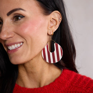 Candy Cane Stripe Leos - Nickel & Suede