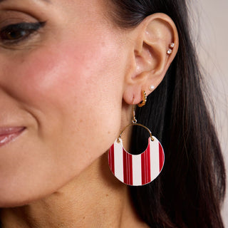 Candy Cane Stripe Ninas - Nickel & Suede