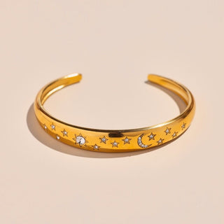 Celestial Waterproof Cuff Bracelet - Nickel & Suede