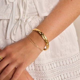 Celestial Waterproof Cuff Bracelet - Nickel & Suede