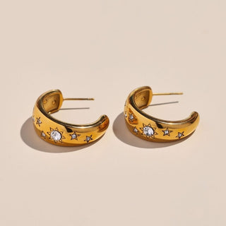 Celestial Waterproof Hoop Earrings - Nickel & Suede