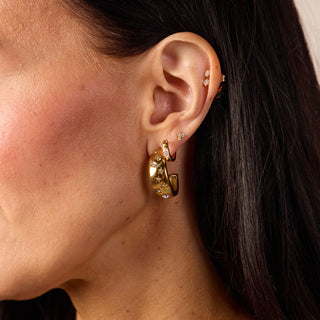 Celestial Waterproof Hoop Earrings - Nickel & Suede