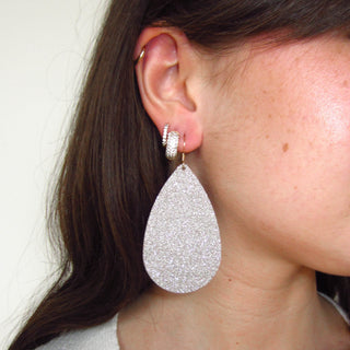 Champagne Sparkle Teardrops - Nickel & Suede