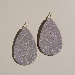 Champagne Sparkle Teardrops - Nickel & Suede