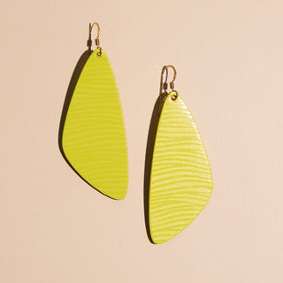 Chartreuse Beach Wave Evie Organic Drop Earrings - Nickel & Suede