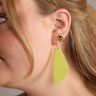Chartreuse Beach Wave Evie Organic Drop Earrings - Nickel & Suede