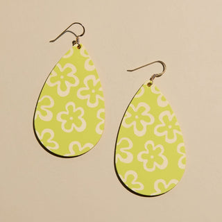 Chartreuse Bloomscape Teardrops - Nickel & Suede