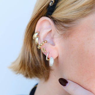 Chunky Beaded Ear Cuff - Nickel & Suede