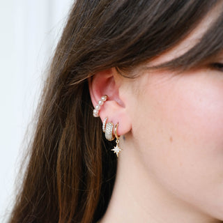 Chunky Pearl Ear Cuff - Nickel & Suede