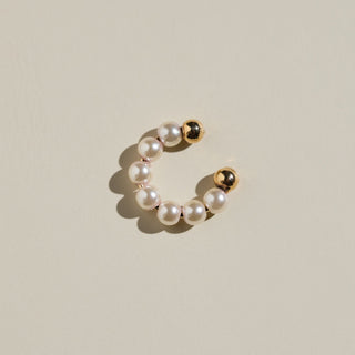 Chunky Pearl Ear Cuff - Nickel & Suede