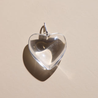 Clear Acrylic Heart Charm - Nickel & Suede