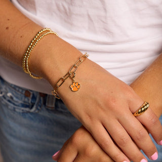 Clemson University Charm Bracelet - Nickel & Suede