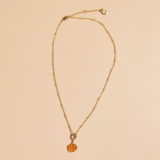 Clemson University Charm Necklace - Nickel & Suede
