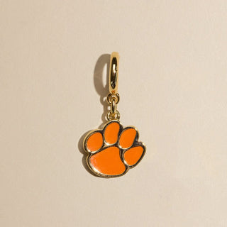 Clemson University Paw Print Enamel Charm - Nickel & Suede