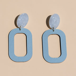 Cloud Bloch Leather and Resin Drop Earrings - Nickel & Suede