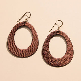 Cocoa Willow Leather Hoop Earrings - Nickel & Suede